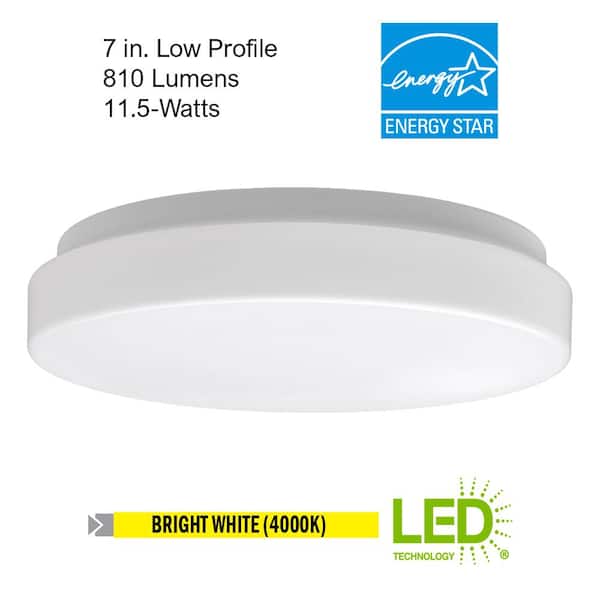 7 in. White Round Closet Light LED Flush Mount Ceiling Light 810 Lumens 4000K Bright White Bathroom Light Laundry Room