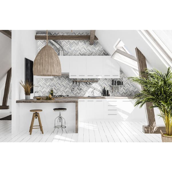 Harlow Chevron 11.55 in. x 12.48 in. Mixed Multi-Surface Mesh-Mounted Mosaic Tile (10 sq. ft./Case)