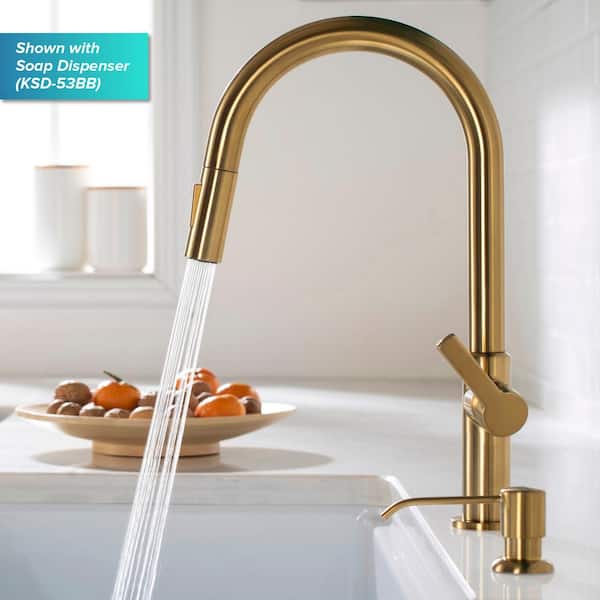 Oletto Single-Handle Pull-Down Sprayer Kitchen Faucet in Brushed Brass