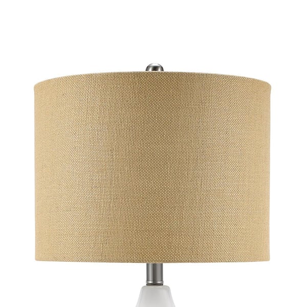 26.5 in. White Ceramic Table Lamp with Linen Shade