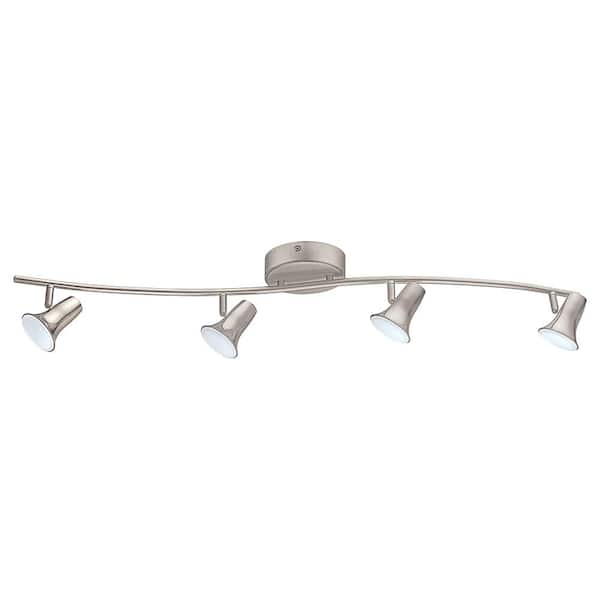 Kenmont 4 ft. 4-Light Brushed Nickel Integrated LED Wave Fixed Track Lighting Kit