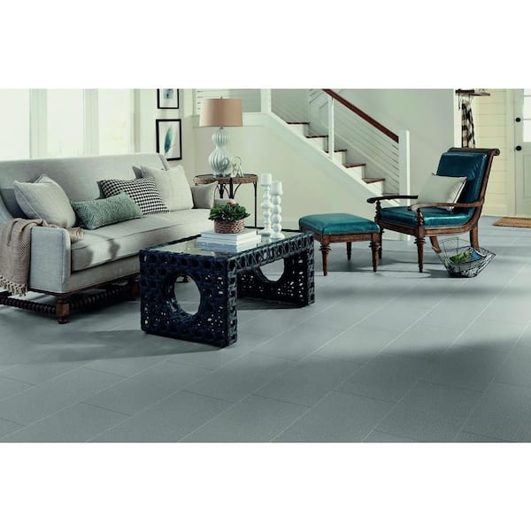 Gray Linear 4 MIL x 12 in. W x 24 in. L Peel and Stick Water Resistant Vinyl Tile Flooring (20 sqft/case)