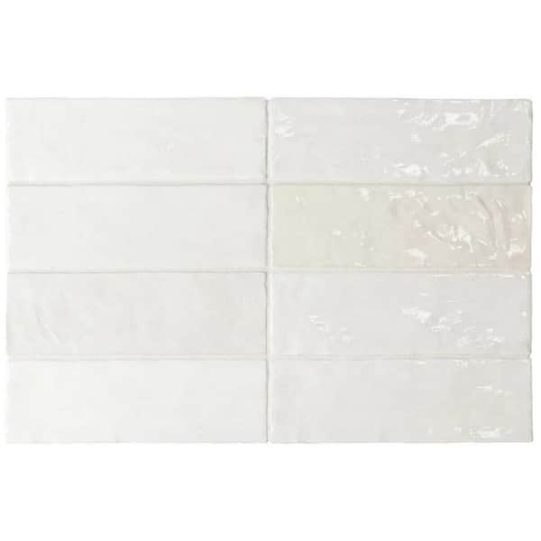 White 2.58 in. x 8 in. Polished Ceramic Subway Wall Tile (5.38 sq. ft./Case)