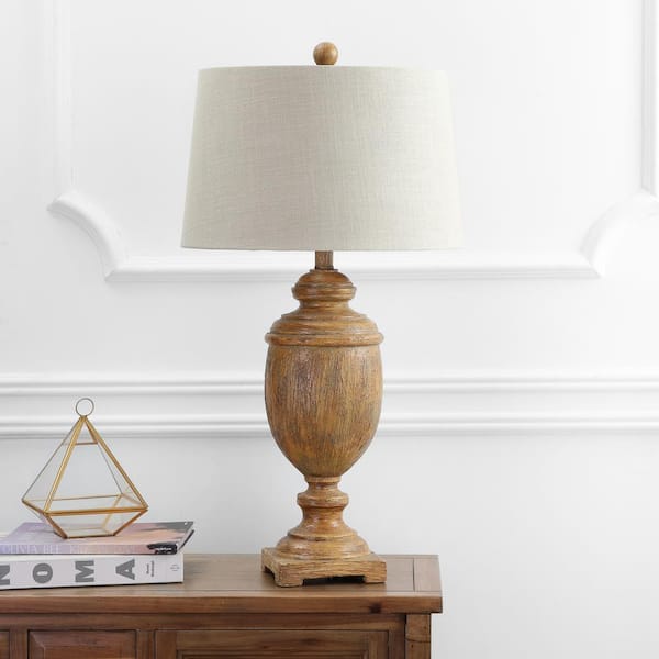 Kennedy 30.5 in. H Brown Faux Wood Resin Table Lamp