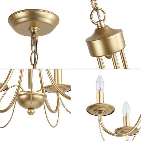 Modern Matte Gold Chandelier 5-Light Empire 18.5 in. Kitchen Dining Living Room Pendant Light