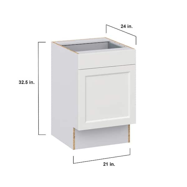 Alton Painted White Recessed Assembled 21 in. W x 32.5 in. H x 23.75 in. D Accessible ADA 1 Drawer Base Kitchen Cabinet