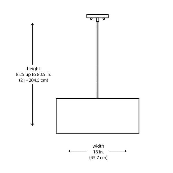 Paskay 18 in. 3-Light Black Drum Pendant Light Fixture with Fabric Shade