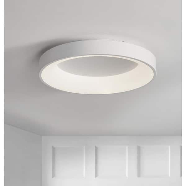 23.6 in. 1-Light Simply Circle Flush Mount LED Ceiling Lamp Fixture Light Hollow Design Ceiling Lighting