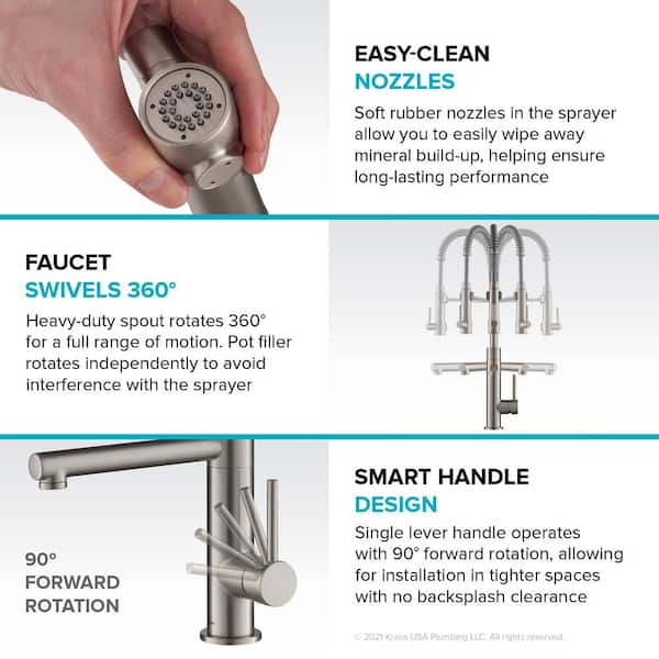 Artec Pro Single Handle Pull Down Sprayer Kitchen Faucet with Pot Filler in Matte Black