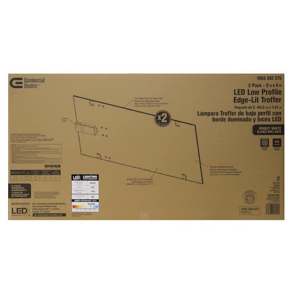 2ft. x 4ft. White Integrated LED Multi-Volt Flat Panel Troffer Light Fixture at 5000 Lumens, 4000K Bright White (2-Pack)