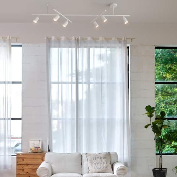 5.3 ft. 6-Light Matte White Flexible Track Lighting Kit with Center Swivel Bars