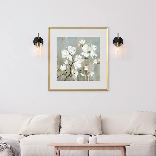 Modern 1-Light Brass Gold Wall Sconce, Black Vanity Light with Open Cylinder Clear Glass Shades Wall Light