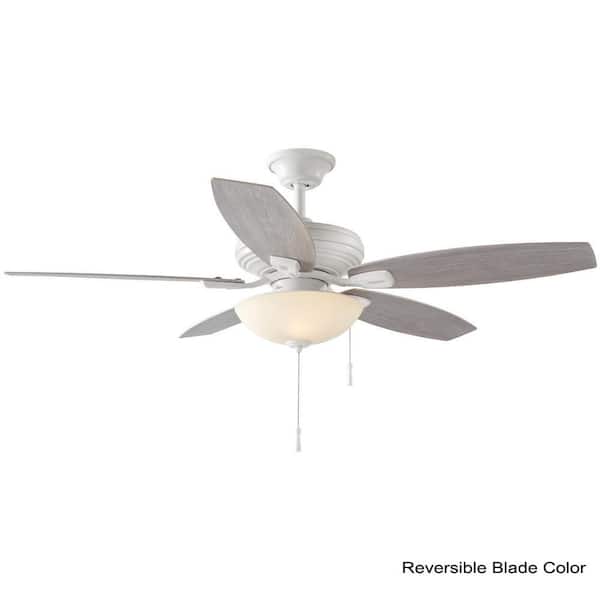 North Pond 52 in. Indoor/Outdoor LED Matte White Ceiling Fan with Light Kit, Reversible Motor and Reversible Blades