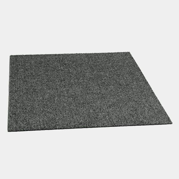 Abenake Grey Ribbed Residential 18 in. x 18 in. Peel and Stick Carpet Tile (10-Tiles/Box) (22.5 sq. ft.)