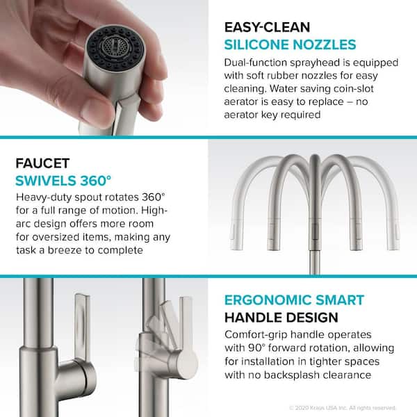 Oletto High-Arc Single-Handle Pull-Down Sprayer Kitchen Faucet in Spot Free Stainless Steel