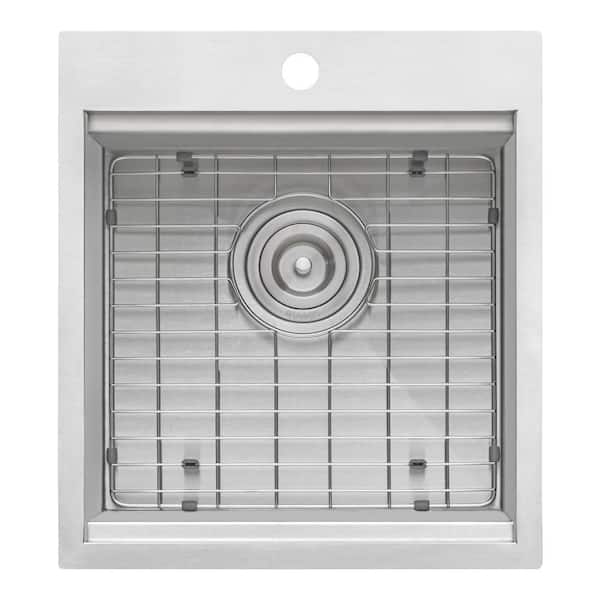 Vino 16-Gauge Stainless Steel 18 in. 1-Hole Drop-in Workstation Bar Sink