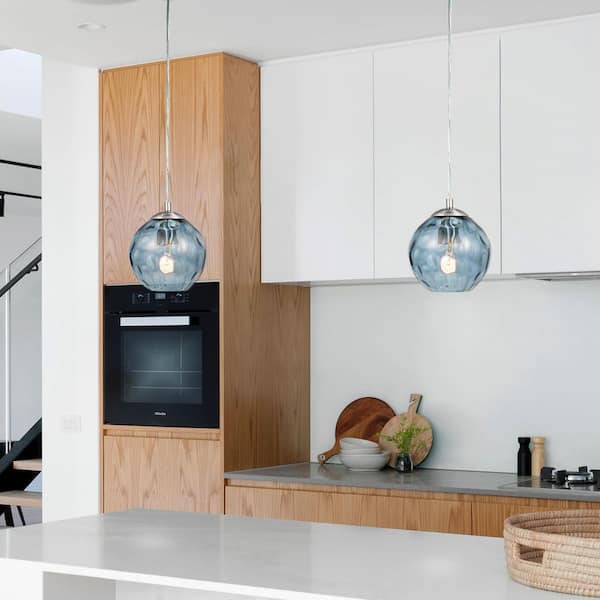 69 in. Hammered Blue Glass Pendant