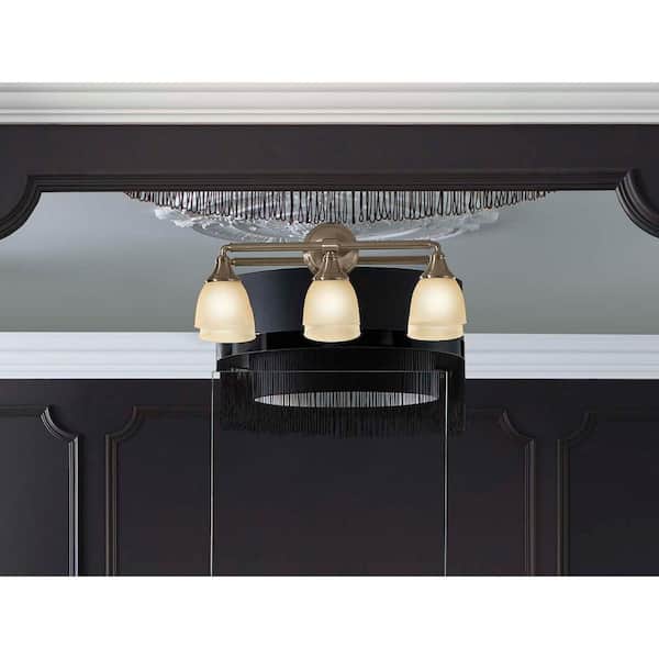 Devonshire 3 Light Brushed Nickel Indoor Bathroom Vanity Light Fixture, Position Facing Up or Down, UL Listed