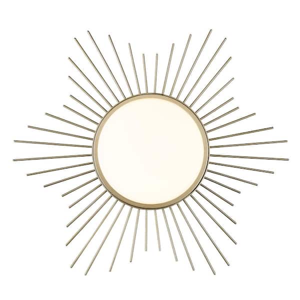 Kieran 18.25 in. 1-Light White Gold LED Flush Mount with Opal Glass Shade