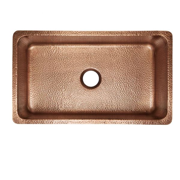 Rivera 31 in. Undermount Single Bowl 16 Gauge Antique Copper Kitchen Sink