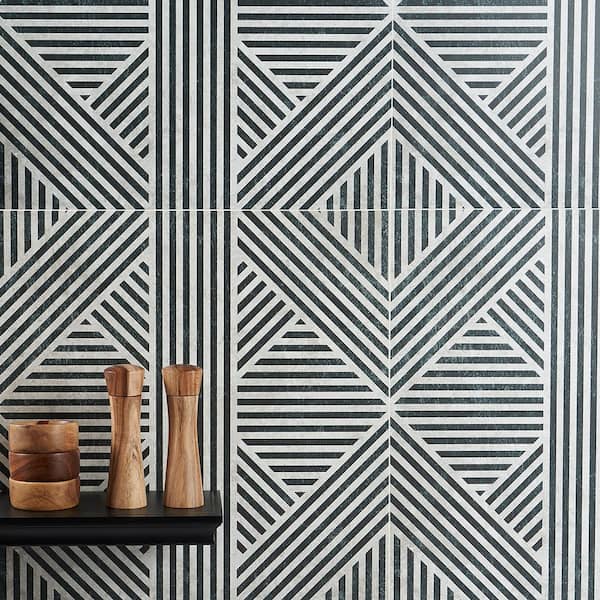 Astoria Black and White 24 in. x 24 in. Matte Porcelain Floor and Wall Tile (4 Pieces, 15.49 sq. ft./Case)