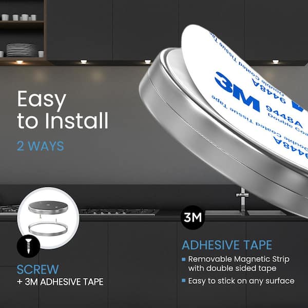 White Smart Dimmable LED Puck Lights Compatible with Alexa, Google Warm White (3000K) (6-Pack)