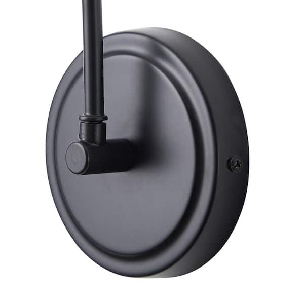 Industrial Gooseneck Black Wall Sconce Light with Clear Glass Shade 1-Light