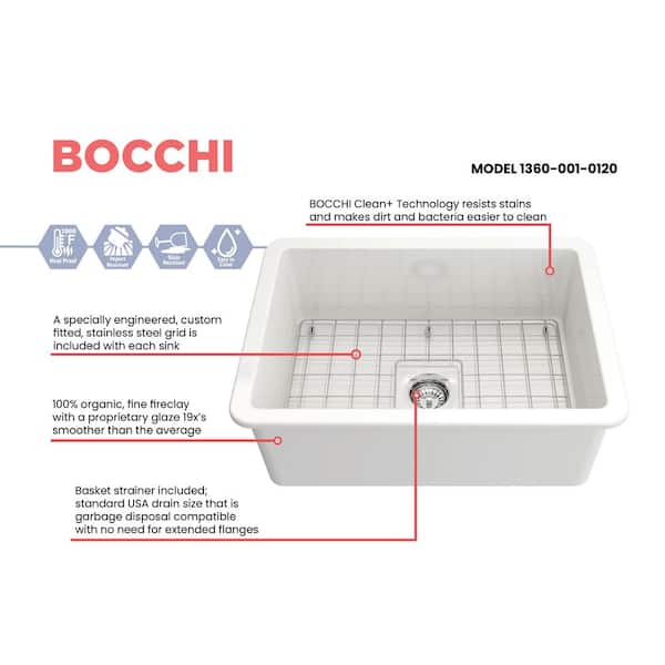 Sotto Undermount Fireclay 27 in. Single Bowl Kitchen Sink with Bottom Grid and Strainer in White
