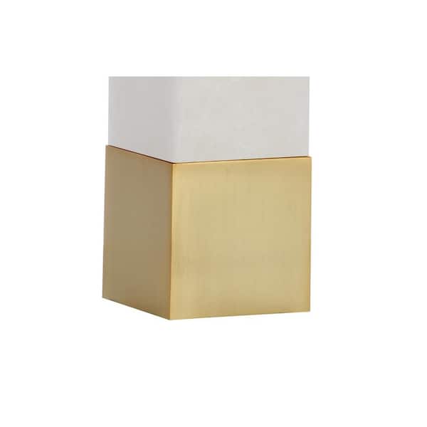 Jeffrey 29 in. Brass Gold/White Metal/Marble LED Table Lamp