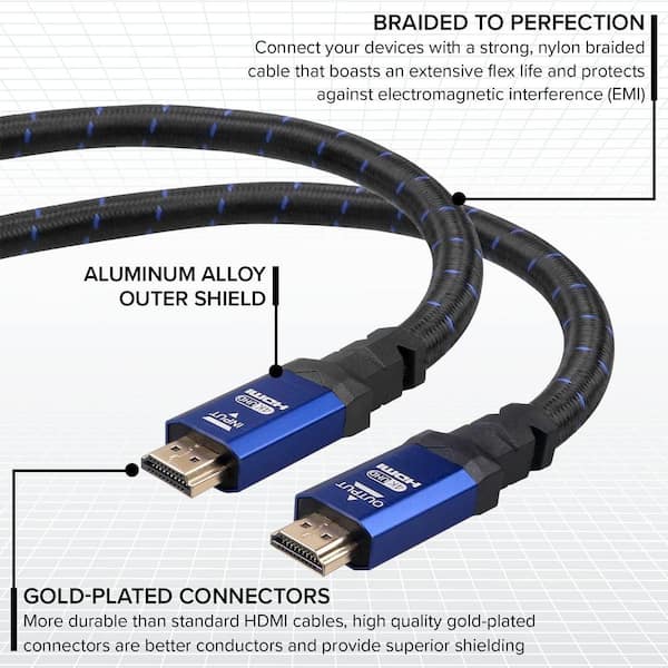 25 ft. 4K HDMI Cable, High Speed 18 Gbps HDMI to HDMI Cable Blue (5-Pack)