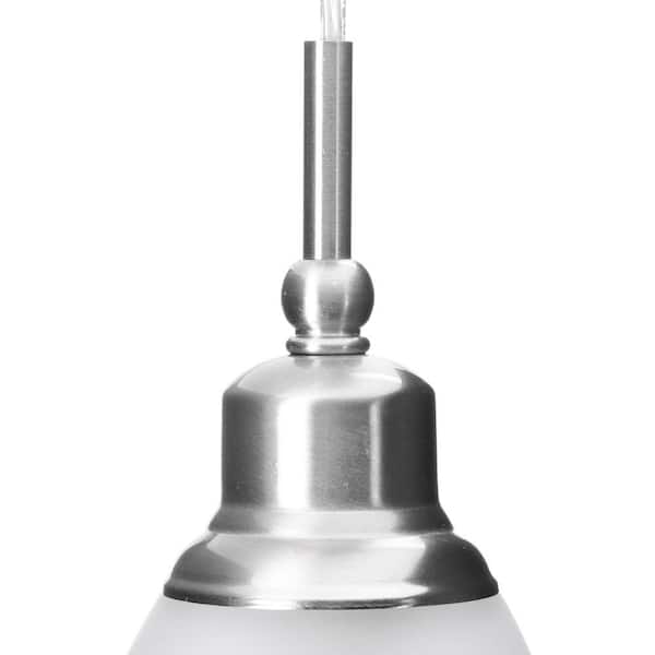 Riverbrook 1-Light Brushed Nickel Mini Pendant with Frosted White Glass Shade (3-Pack)