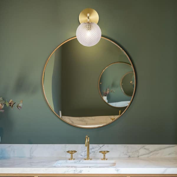 Walsh 1-Light Brass Wall Sconce Light with Prismatic Glass Shade