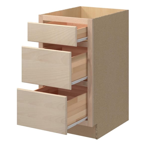 18 in. W x 24 in. D x 34.5 in. H Assembled Drawer Base Kitchen Cabinet in Unfinished with Recessed Panel