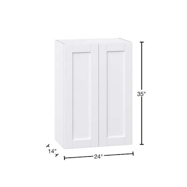 Mancos Glacier White Shaker Assembled Wall Kitchen Cabinet with Full Height Door (24 in. W x 35 in. H x 14 in. D)