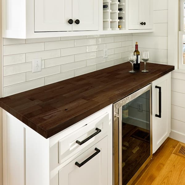 6 ft. L x 25 in. D x 1.5 in. T Finished Hevea Butcher Block Standard Countertop in Brown With Eased Edge