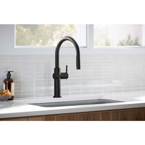 Crue Single-Handle Pull-Down Sprayer Kitchen Faucet in Matte Black