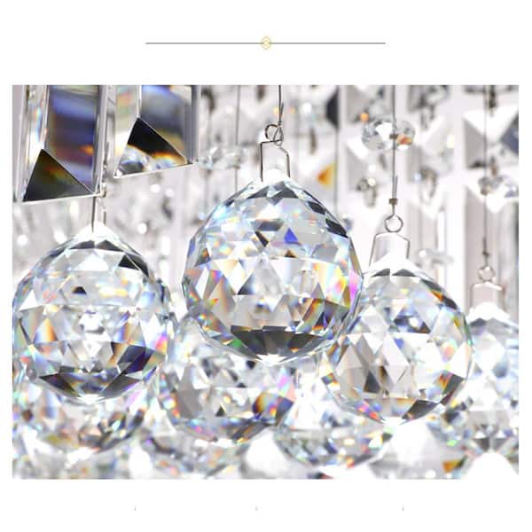 5-Light Rectangle Chrome Chandelier with K9 Crystals