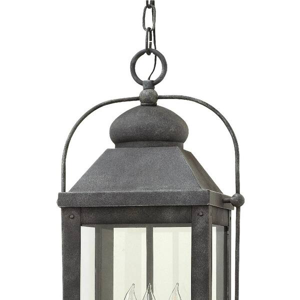 Anchorage 3 Light Aged Zinc LED Outdoor Pendant Light