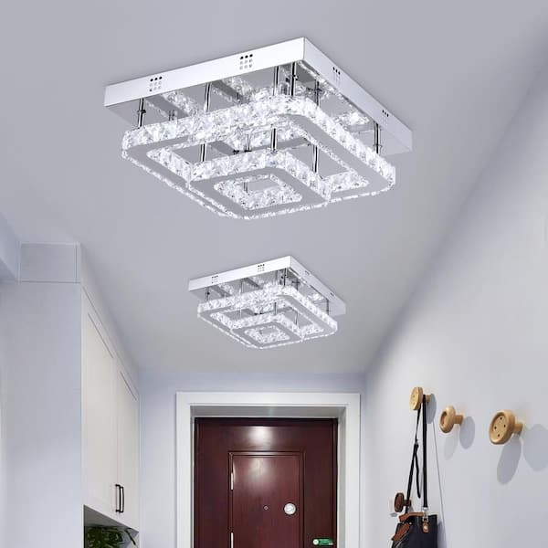 Jefferson 2 - Light 13'' Chrome square Integrated LED Semi-Flush Mount With Crystal