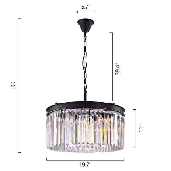 Annapolis 5-Light Black Unique/Statement Drum Chandelier with Crystal Accents