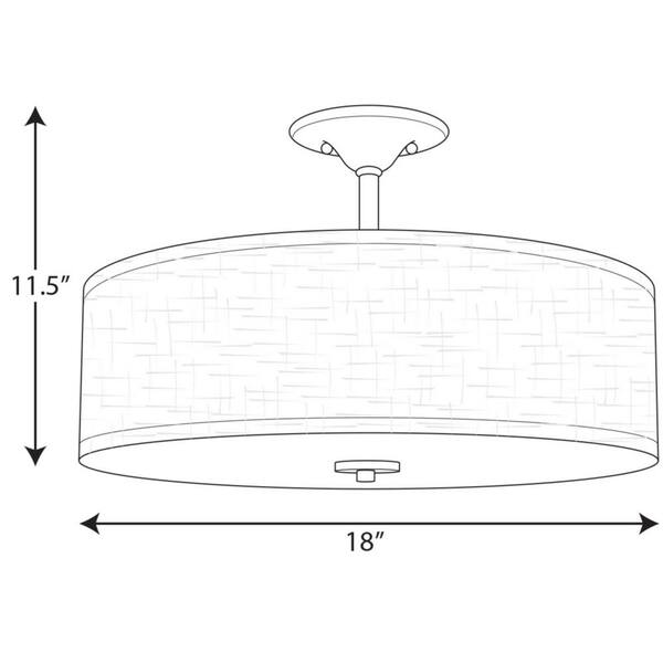 Inspire Collection 18 in. Brushed Nickel 3-Light Transitional Bedroom Ceiling Light Drum Semi-Flush Mount