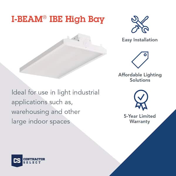 Contractor Select I-Beam Series 2 ft. 175-Watt Equivalent Integrated LED Dimmable White High Bay Light Fixture, 4000K