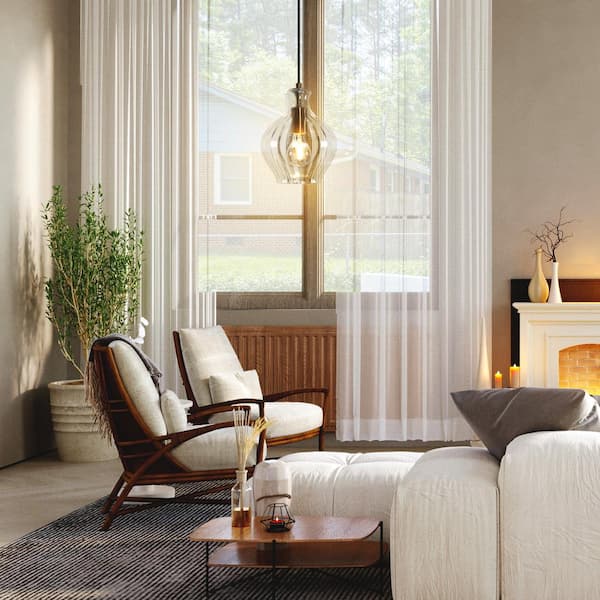 Transitional Bell Kitchen Island Pendant Light 1-Light Black and Brass Modern Pendant Light with Clear Glass Shade