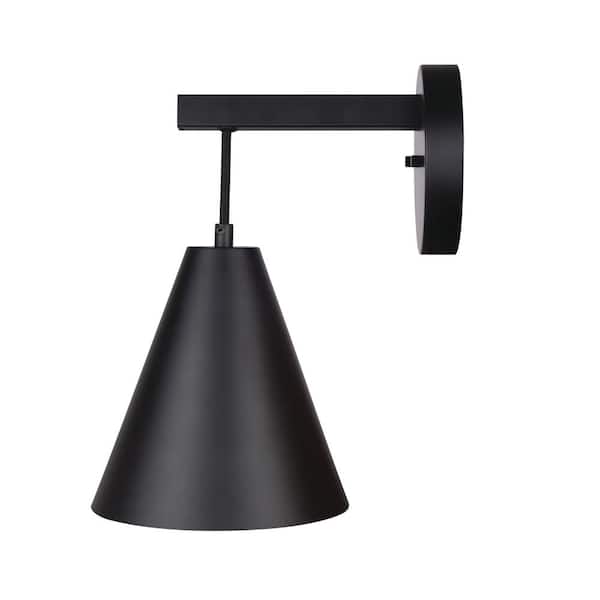 Arlo 12 in. 1-Light Matte Black Sconce with Metal Shade