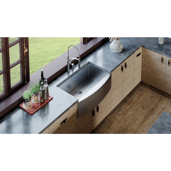 Bryn Stainless Steel 16-Gauge 30 in. Single Bowl Farmhouse Apron Kitchen Sink Workstation with Deluxe Faucet, Grid/Drain