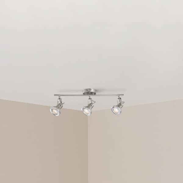 2 ft. 3-Light Brushed Steel LED Track Lighting Kit