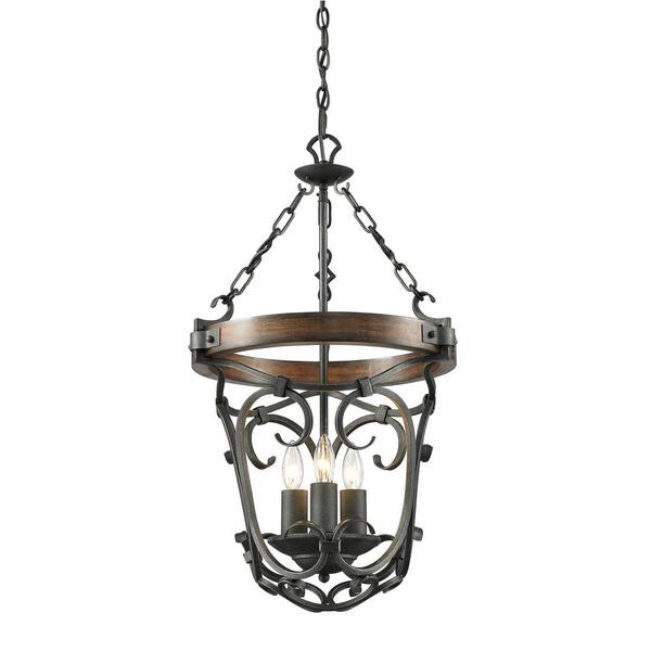 Vargas Collection 3-Light Black Iron Pendant
