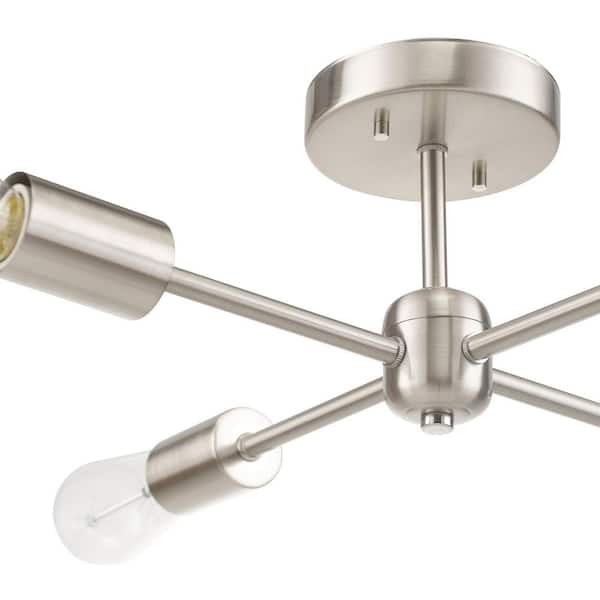 Vane 17 in. 4-Light Brushed Nickel Semi-Flush Mount
