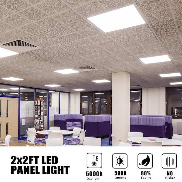 2 ft. x 2 ft. 5800 Lumens Integrated LED Panel Light 5000K White Led Flat Panel light 2-Pack)