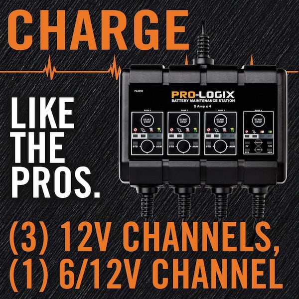 12-Volt 20 Amp, 4 Bank (5 Amp Per Bank) Intelligent Battery Charger, Battery Maintainer